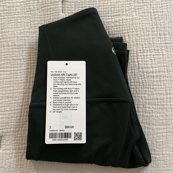LULULEMON Unlimit HR Tight leggings 25 Forest Green Size 2 - Picture 1 of 8